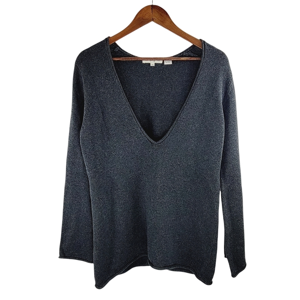 Pria Gray Oversized V Neck Sweater Size M